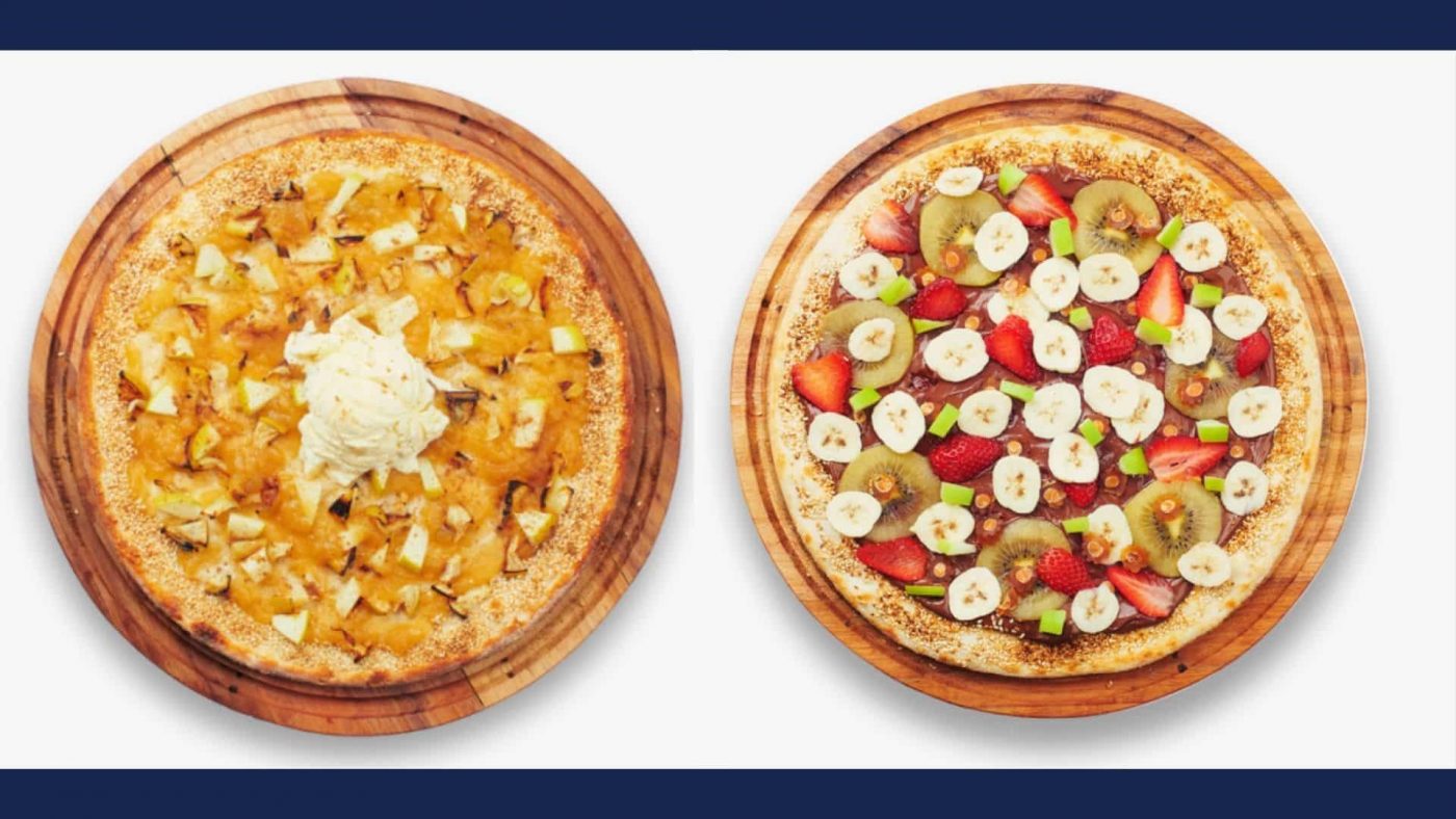 The two dessert pizzas offered by proper pizza